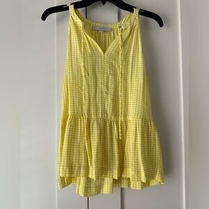 NWT Yellow Gingham Peplum Halter Top. Size‎ XS